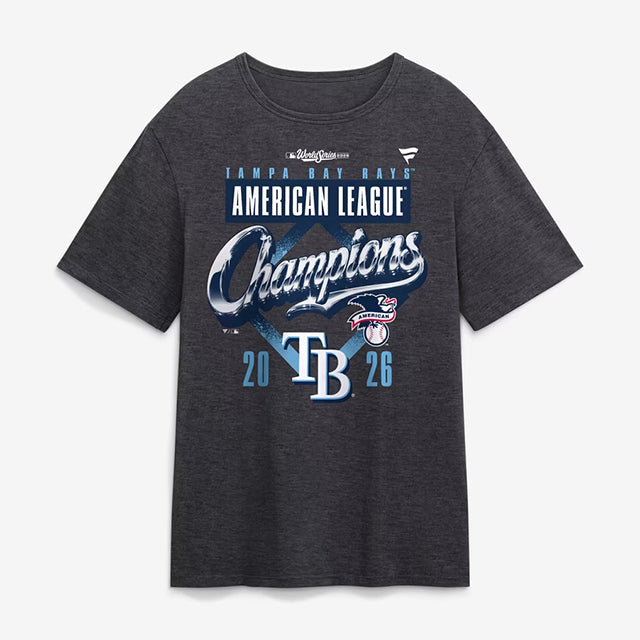 ア・リーグ優勝記念ロッカールームモデル 海外取寄 タンパベイ レイズ Tシャツ 2026 AMERICAN LEAGUE CHAMPIONS LOCKER ROOM T-SHIRT CHARCOAL