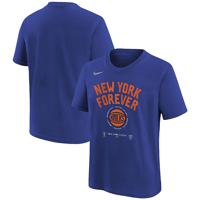 海外取寄 ナイキ Tシャツ ニューヨーク ニックス 2024 NBA PLAYOFFS MANTRA T-SHIRT BLUE