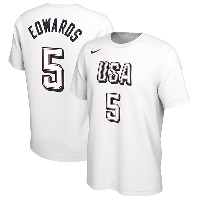 海外取寄 アンソニー・エドワーズモデル ナイキ バスケ USA代表 Tシャツ 2024 USA BASKETBALL NAME&NUMBER T-SHIRT WHITE