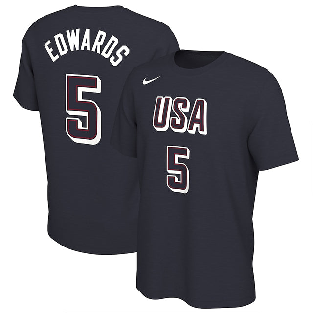 即日発送 アンソニー・エドワーズモデル ナイキ バスケ USA代表 Tシャツ 2024 USA BASKETBALL NAME&NUMBER T-SHIRT NAVY