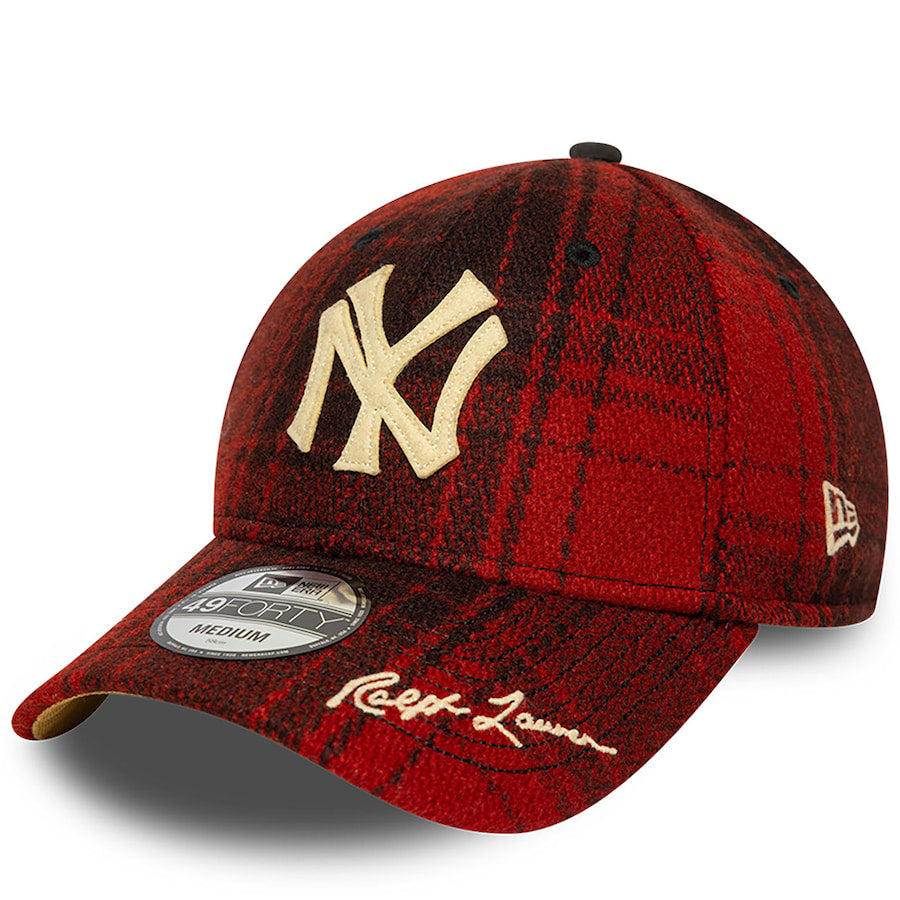 ニューエラ 49FORTY 海外取寄 ニューヨーク ヤンキース ラルフローレン MLB FITTED CAP RED PLAID
