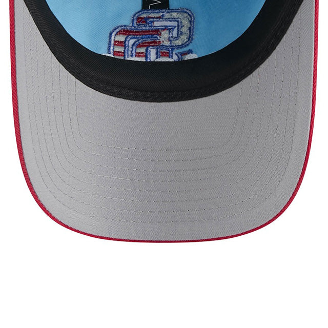 海外取寄 ニューエラ キャップ 9TWENTY サンディエゴ パドレス 2025 MLB JULY 4TH STARS N STRIPES ADJUSTABLE CAP LIGHT BLUE