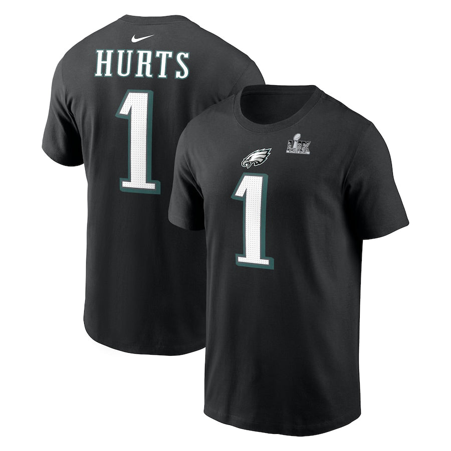 第59回スーパーボウル進出記念 海外取寄 ナイキ ジェイレン ハーツ  フィラデルフィア イーグルス NFL SUPER BOWL LIX PLAYER NAME&NUMBER T-SHIRT BLACK