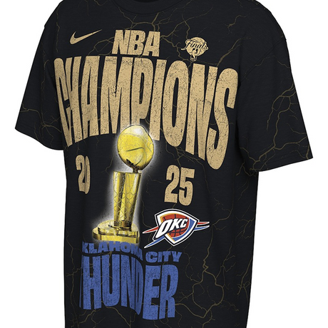 海外取寄 ナイキ Tシャツ オクラホマシティ サンダー 2025 NBA FINALS CHAMPIONS LOCKER ROOM CONFETTI ALL OVER PRINTED LIMITED EDITION T-SHIRT BLACK