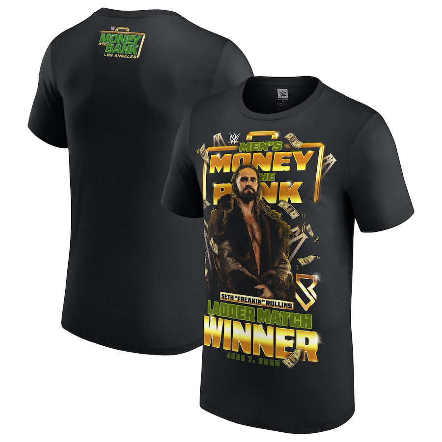 海外取寄 セス ロリンズモデル WWE AUTHENTIC Tシャツ MONEY IN THE BANK 2025 MENS MATCH WINNER T-SHIRT BLACK