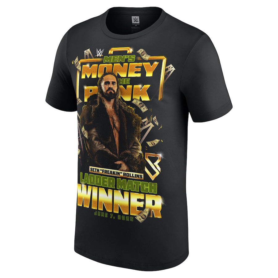 海外取寄 セス ロリンズモデル WWE AUTHENTIC Tシャツ MONEY IN THE BANK 2025 MENS MATCH WINNER T-SHIRT BLACK