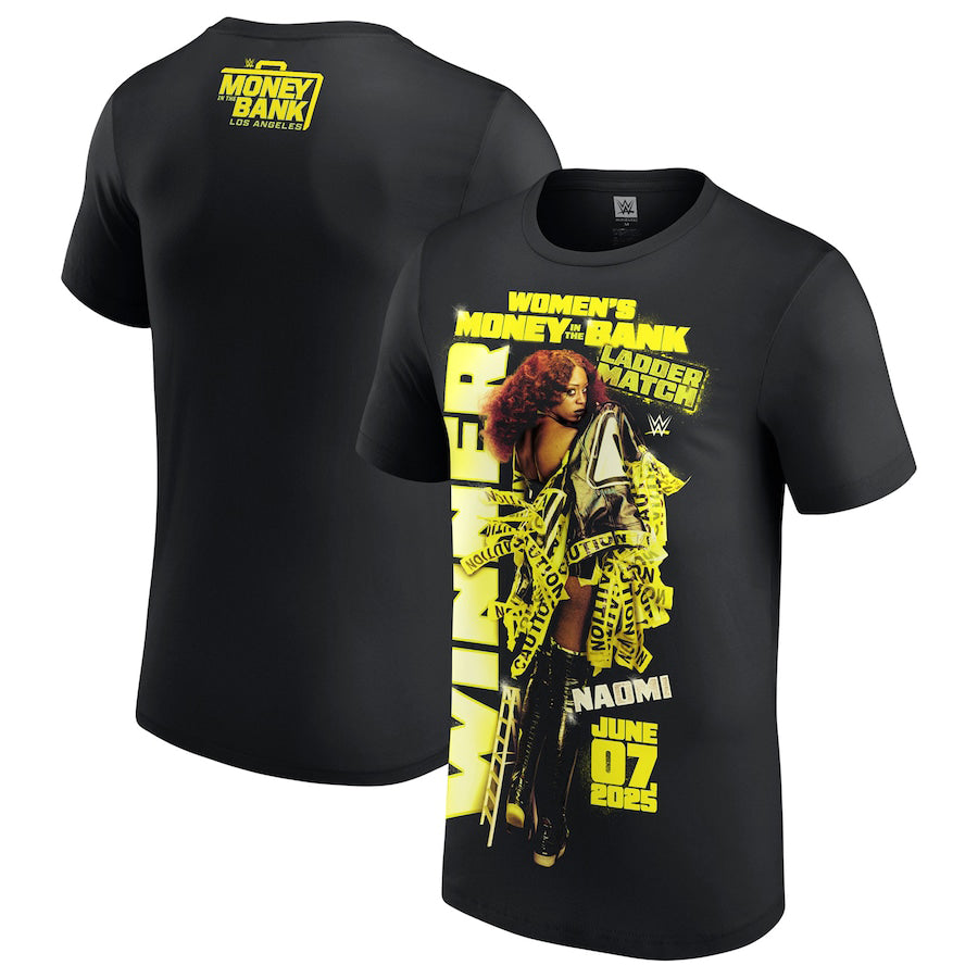海外取寄 ナオミモデル WWE AUTHENTIC Tシャツ MONEY IN THE BANK 2025 WOMENS MATCH WINNER T-SHIRT BLACK