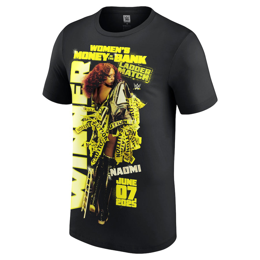 海外取寄 ナオミモデル WWE AUTHENTIC Tシャツ MONEY IN THE BANK 2025 WOMENS MATCH WINNER T-SHIRT BLACK