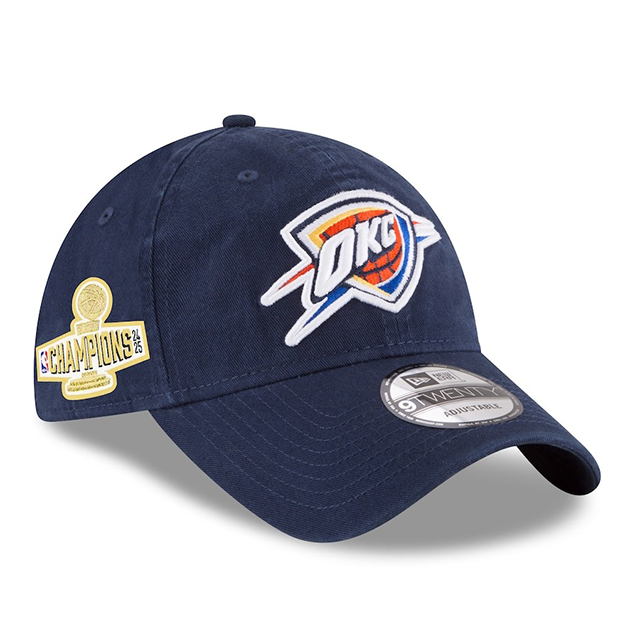 海外取寄 ニューエラ キャップ 9TWENTY オクラホマシティ サンダー 2025 NBA FINALS CHAMPIONS SIDE PATCH ADJUSTABLE CAP NAVY