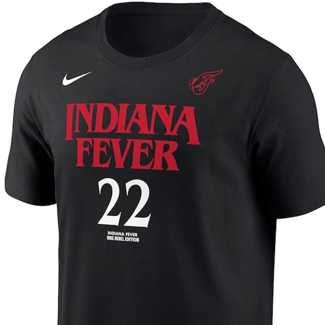 海外取寄 ケイトリン・クラークモデル ナイキ バスケ インディアナ フィーバー WNBA REBEL EDITION NAME&NUMBER T-SHIRT BLACK
