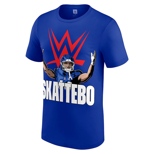 キャメロン スカッテボモデル 海外取寄 WWE AUTHENTIC Tシャツ CAM SKATTEBO BIG LOGO T-SHIRT BLUE