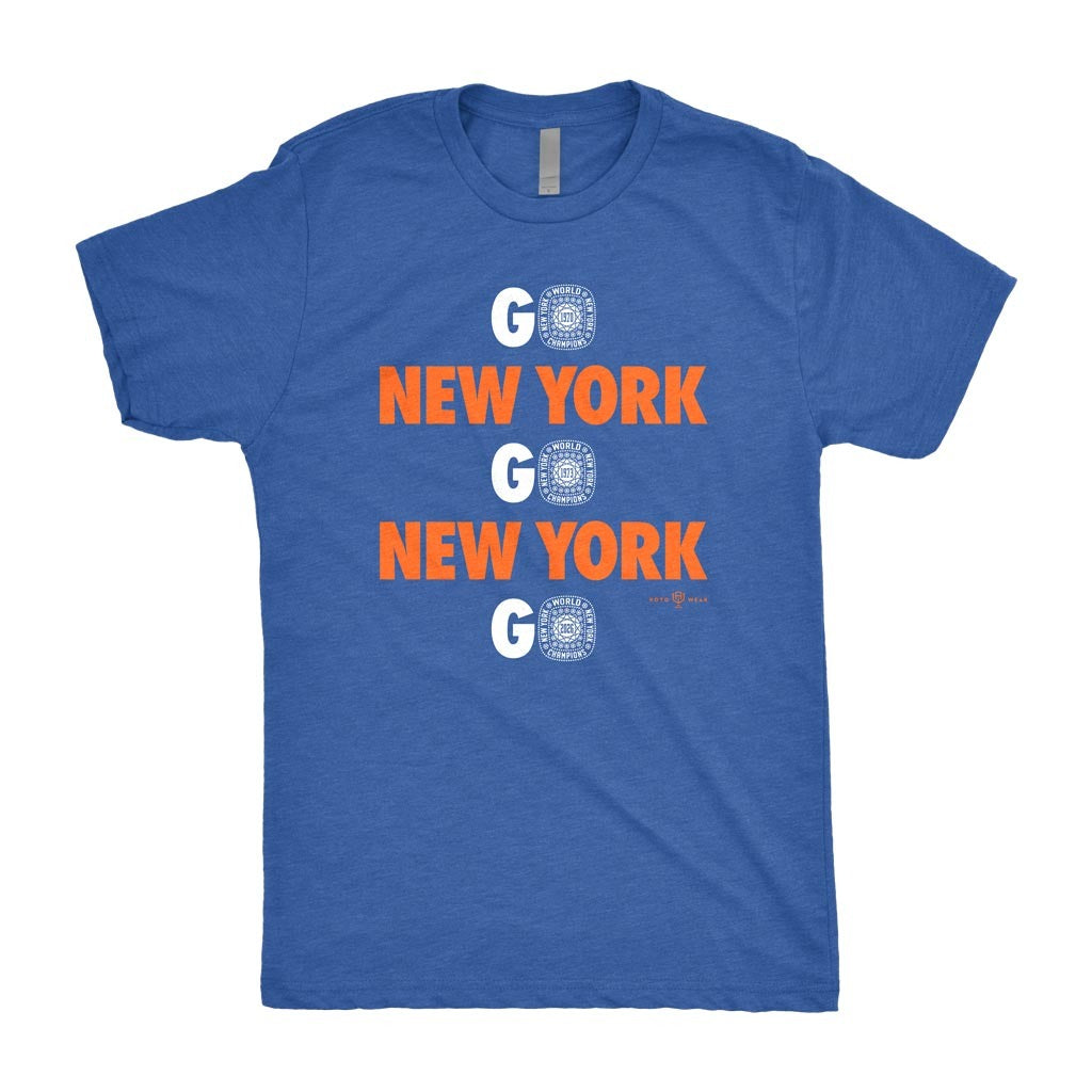53年振りNBAファイナル優勝 海外取寄 ニューヨーク ニックス Tシャツ GO NY GO NY GO T-SHIRT ROYAL BLUE