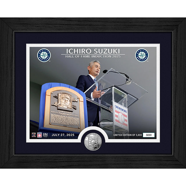 イチロー HALL OF FAMEモデル 海外取寄 額入りコラージュフレーム シアトル マリナーズ HIGHLAND MINT 2025 BASEBALL HOF INDUCTION SILVER COIN PHOTO MINT