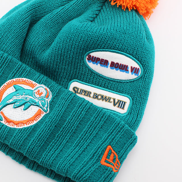 ニューエラ ニットキャップ ビーニー マイアミ ドルフィンズ NFL SUPER BOWL PATCHES KNIT CAP BEANIE AQUA NEW ERA MIAMI DOLPHINS