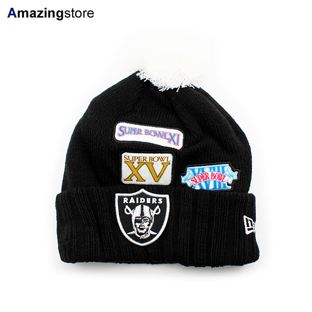 ニューエラ ニットキャップ オークランド レイダース NFL SUPER BOWL PATCHES KNIT CAP BEANIE BLACK