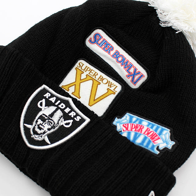 ニューエラ ニットキャップ オークランド レイダース NFL SUPER BOWL PATCHES KNIT CAP BEANIE BLACK