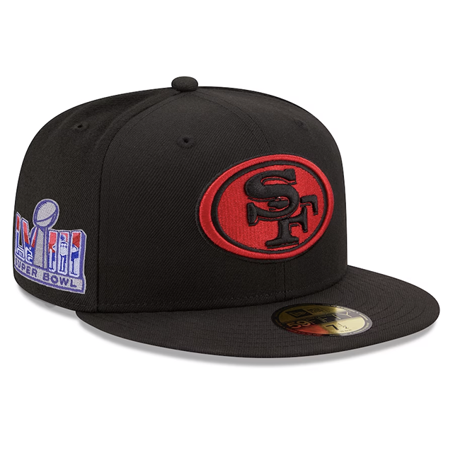 ニューエラ 59FIFTY サンフランシスコ 49ERS NFL SUPER BOWL LVIII SIDE PATCH FITTED CAP BLACK
