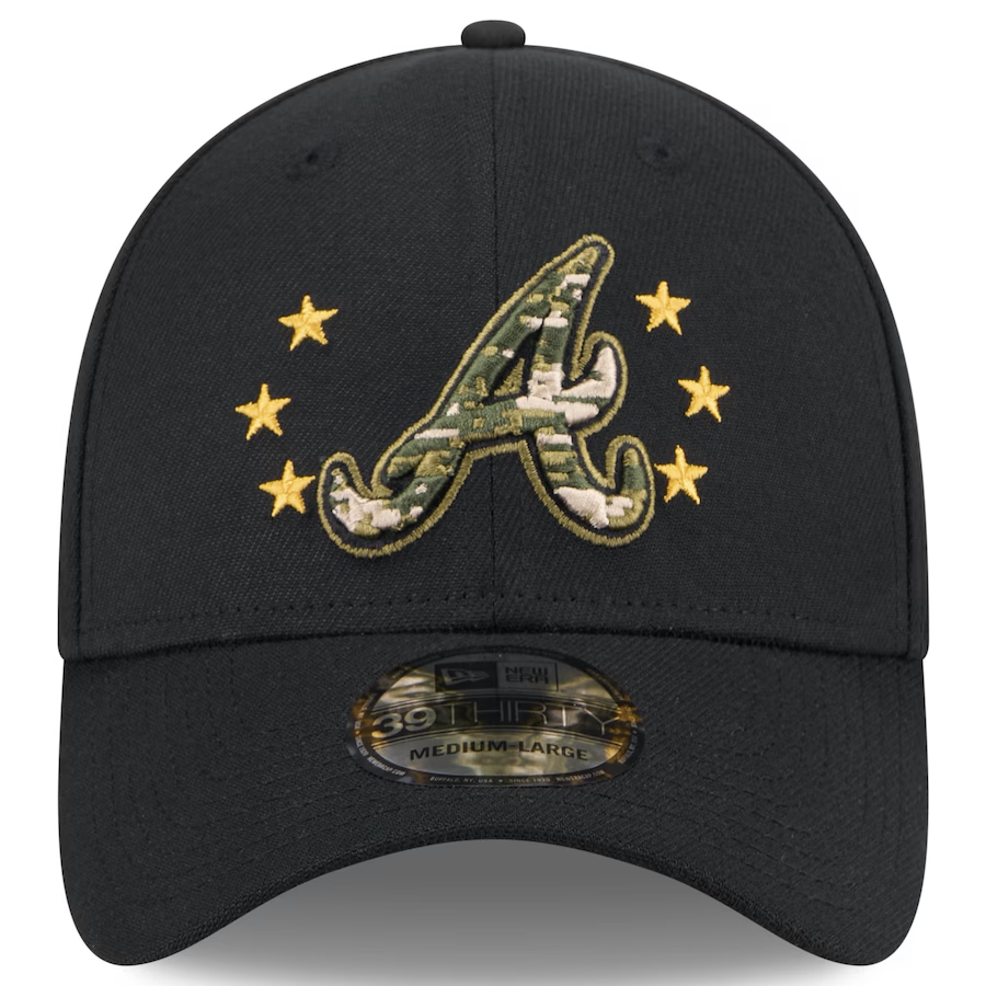 ニューエラ キャップ 39THIRTY アトランタ ブレーブス 2024 MLB ARMED FORCES STARS N STRIPES FLEX FIT BLACK