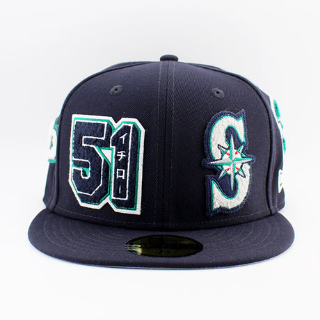 イチローモデル ニューエラ キャップ 59FIFTY シアトル マリナーズ ICHIRO CHENILLE PATCHES FITTED CAP NAVY