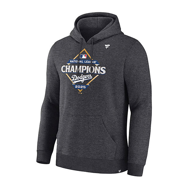 2025 ナショナルリーグチャンピオン ロッカールームモデル 海外取寄 プルオーバーフーディー ロサンゼルス ドジャース MLB 2025 NL CHAMPIONS LOCKER ROOM FLEECE HOODIE HEATHER CHARCOAL