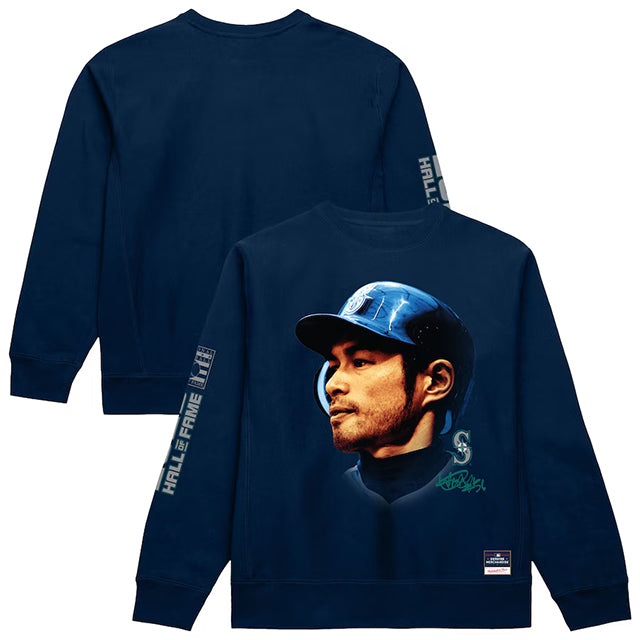 イチロー選手モデル 海外取寄 ミッチェルアンドネス スウェットシャツ シアトル マリナーズ 2025 HALL OF FAME SWEATSHIRT NAVY
