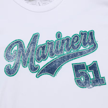 イチロー選手モデル 海外取寄 ミッチェルアンドネス Tシャツ シアトル マリナーズ COOPERSTOWN COLLECTION PLAYER T-SHIRT WHITE