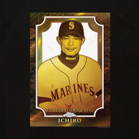 イチロー選手モデル 海外取寄 ミッチェルアンドネス Tシャツ シアトル マリナーズ 2025 HALL OF FAME COOPERSTOWN COLLECTION TOPPS CHROME T-SHIRT BLACK