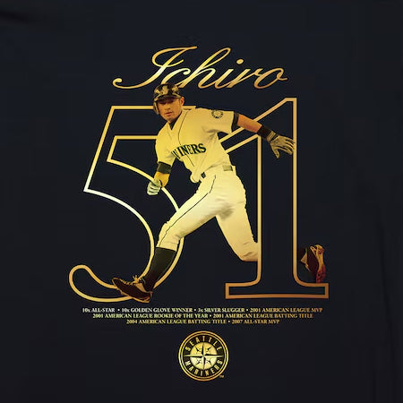 イチロー選手モデル 海外取寄 ミッチェルアンドネス Tシャツ シアトル マリナーズ 2025 HALL OF FAME COOPERSTOWN COLLECTION TOPPS CHROME T-SHIRT BLACK