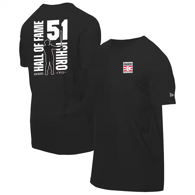 イチロー選手モデル 海外取寄 ニューエラ Tシャツ シアトル マリナーズ 2025 NATIONAL HALL OF FAME GRAPHIC T-SHIRT BLACK