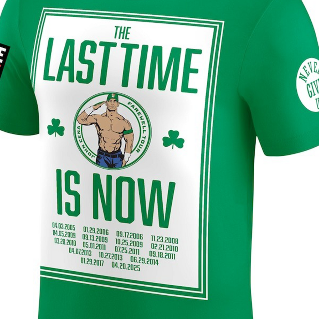 ジョン シナモデル 海外取寄 WWE AUTHENTIC Tシャツ FAREWELL TOUR 2025 BOSTON T-SHIRT GREEN