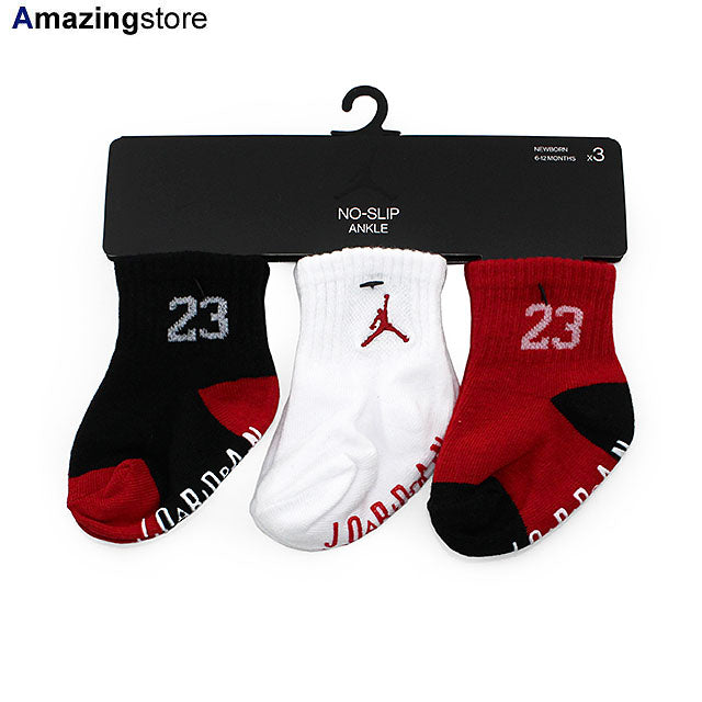幼児用 ジョーダンブランド INFANT AIR GRIPPER ANKLE SOCKS 3PACK BLACK-WHITE-RED JORDAN BRAND