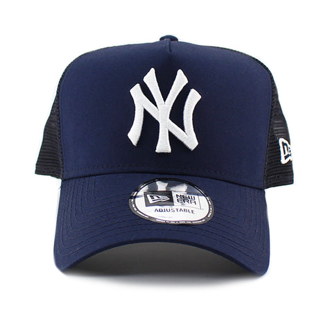 ニューエラ キャップ 9FORTY ニューヨーク ヤンキース MLB TYPEWRITER A-FRAME TRUCKER MESH CAP NAVY