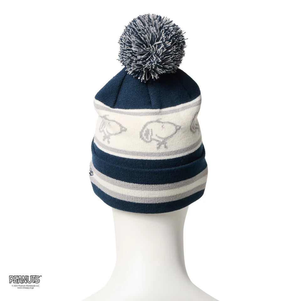 ニューエラ ニット ビーニーキャップ ピーナッツ POM PON KNIT PEANUTS JACQUARD NAVY