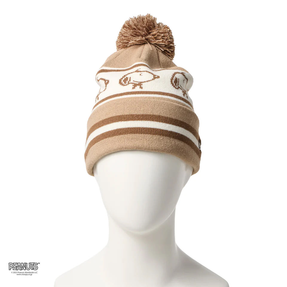 ニューエラ ニット ビーニーキャップ ピーナッツ POM PON KNIT PEANUTS JACQUARD BEIGE