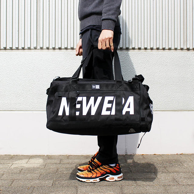 ニューエラ クラブ ダッフルバッグ 50L 2WAY PRINT LOGO CLUB DUFFLE BAG BLACK