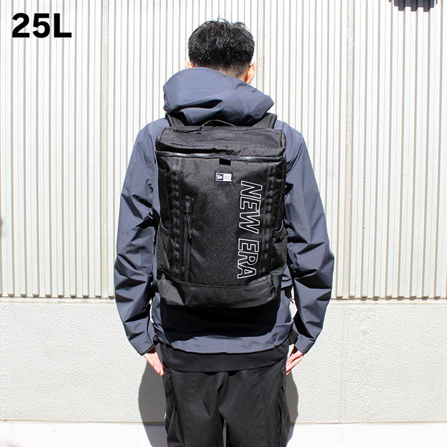 ニューエラ ボックスパック 25L BOX PACK PRINT LOGO OUTLINE MIDIUM BLACK