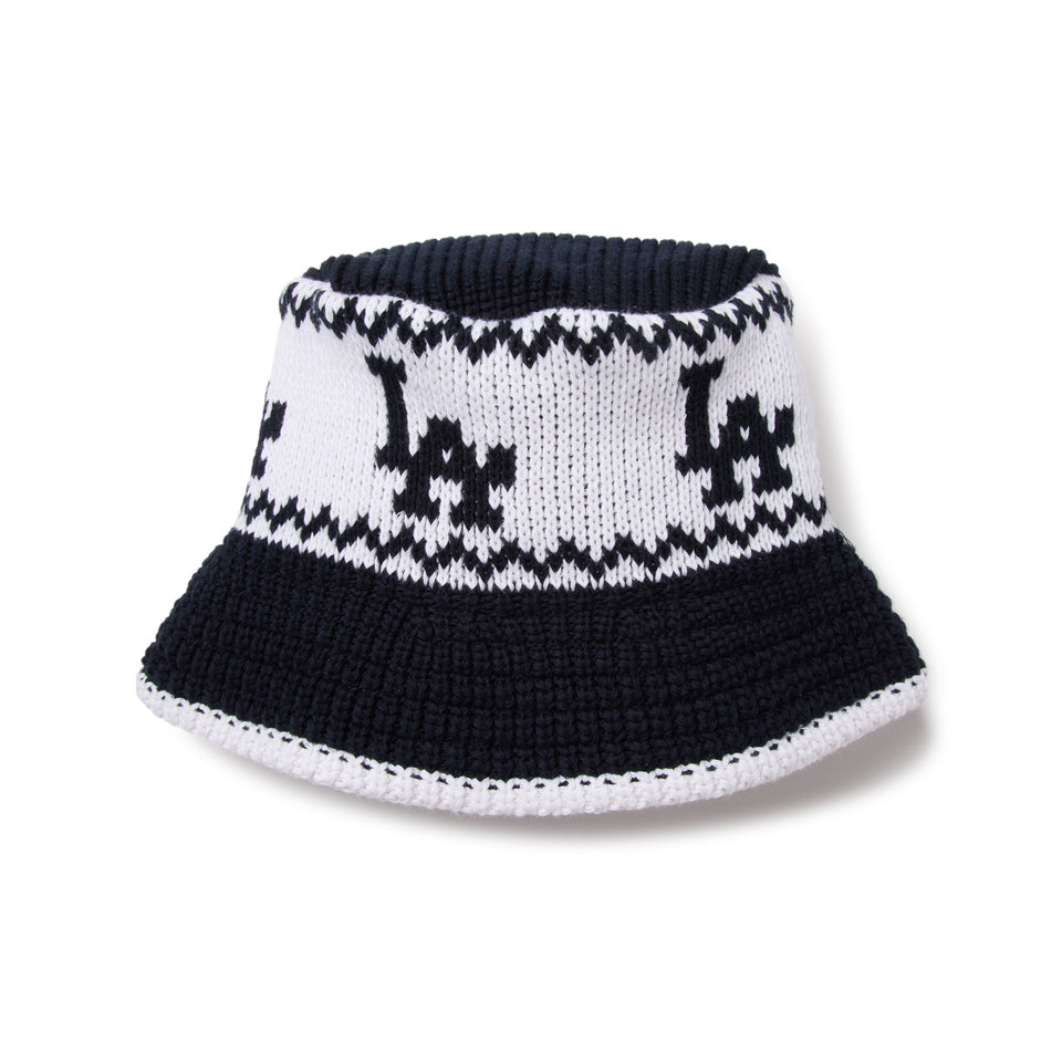 ニューエラ バケットハット ロサンゼルス ドジャース MLB KNIT BUCKET HAT Powerd BY GORO NAKATSUGAWA(min-nano) NAVY