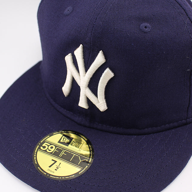 ニューエラ キャップ 59FIFTY 二ューヨーク ヤンキース MLB COTTON FLAX FITTED CAP NAVY