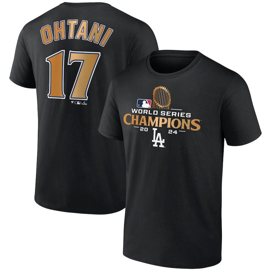 即日発送 2024 ワールドシリーズ 大谷翔平モデル Tシャツ ロサンゼルス ドジャース MLB 2024 WORLD SERIES CHAMPIONS NAME&NUMBER T-SHIRT BLACK