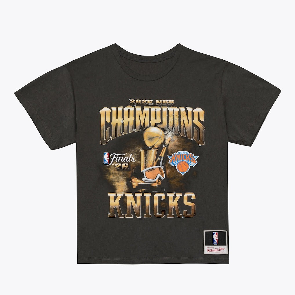 53年振りNBAファイナル優勝 海外取寄 ミッチェル&ネス Tシャツ ニューヨーク ニックス 2026 NBA FINALS CHAMPIONS T-SHIRT BLACK