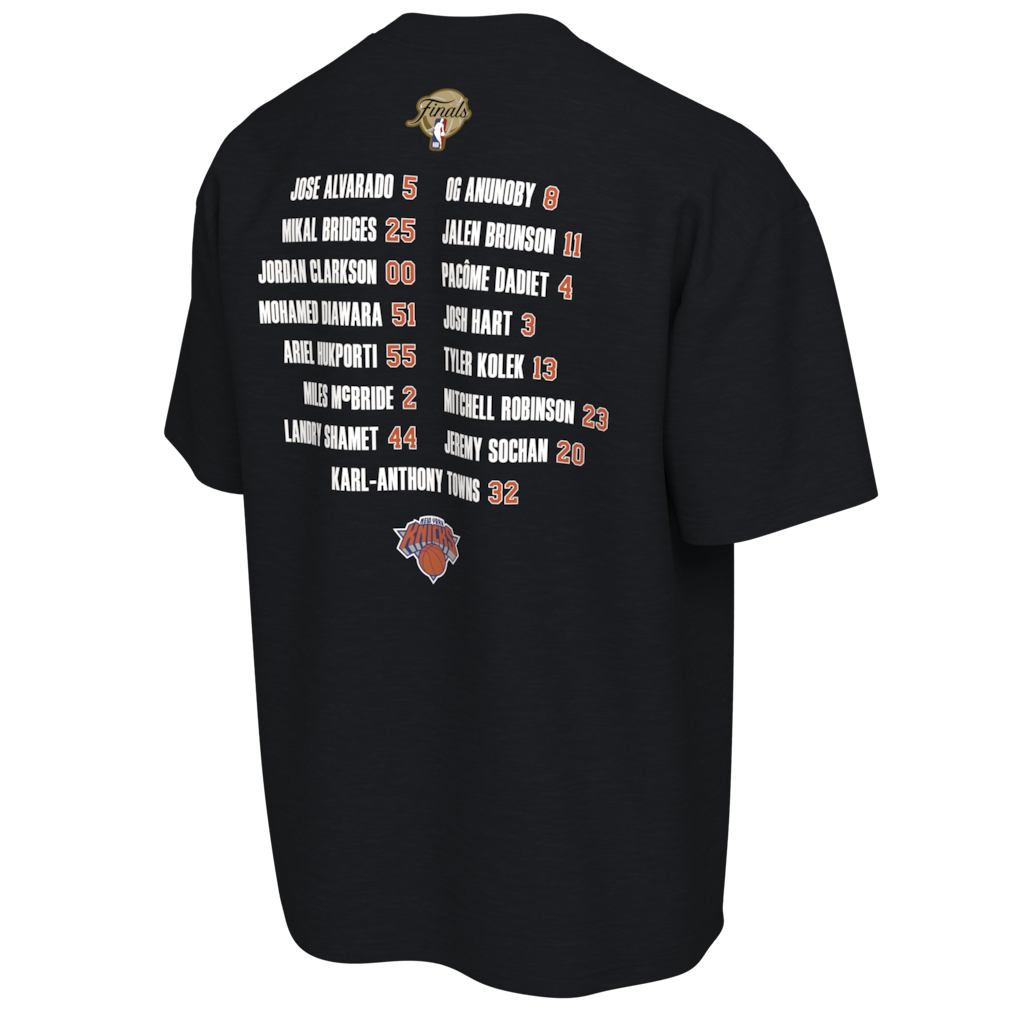 53年振りNBAファイナル優勝 海外取寄 ナイキ Tシャツ ニューヨーク ニックス 2026 NBA FINALS CHAMPIONS ROSTER CLUB T-SHIRT BLACK