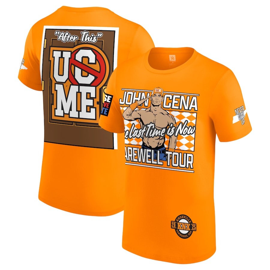ジョン シナモデル 海外取寄 WWE AUTHENTIC Tシャツ FAREWELL TOUR 2025 KNOXVILLE T-SHIRT ORANGE