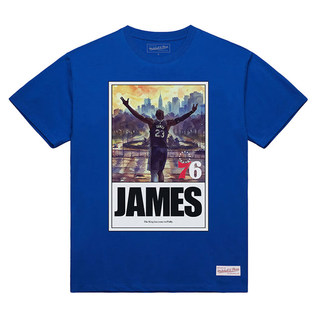 レブロン ジェームスモデル 海外取寄 ミッチェルアンドネス Tシャツ フィラデルフィア 76ERS KING ARRIVED T-SHIRT ROYAL BLUE