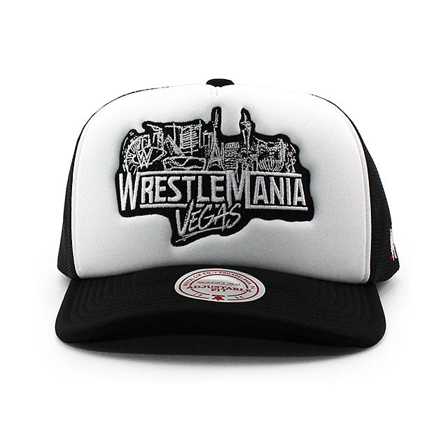 レッスルマニア42モデル ミッチェル&ネス WWE メッシュキャップ WRESTLEMANIA 42 VEGAS TRUCKER MESH CAP WHITE