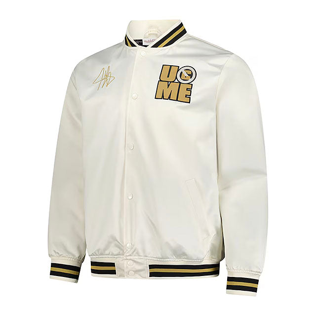 ジョン シナモデル 海外取寄 ミッチェル&ネス WWE ジャケット SUBLIMATED FULL-SNAP SATIN JACKET CREAM