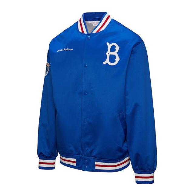 海外取寄 ジャッキー ロビンソンモデル ブルックリン ドジャース LEGENDS COLLECTION VINTAGE SATIN FULL-SNAP JACKET ROYAL BLUE