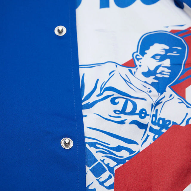海外取寄 ジャッキー ロビンソンモデル ブルックリン ドジャース LEGENDS COLLECTION VINTAGE SATIN FULL-SNAP JACKET ROYAL BLUE