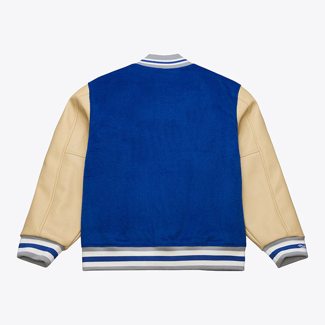 海外取寄 ミッチェル&ネス スタジアムジャケット ロサンゼルス ドジャース MLB TEAM TRADITIONS VARSITY FULL-SNAP JACKET ROYAL BLUE-TAN