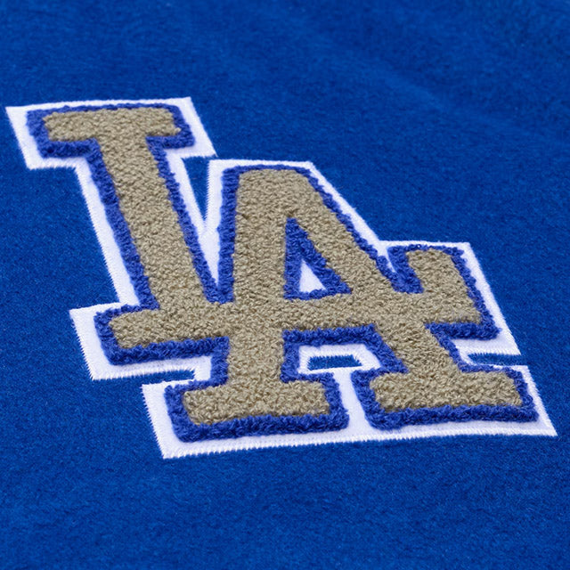 海外取寄 ミッチェル&ネス スタジアムジャケット ロサンゼルス ドジャース MLB TEAM TRADITIONS VARSITY FULL-SNAP JACKET ROYAL BLUE-TAN