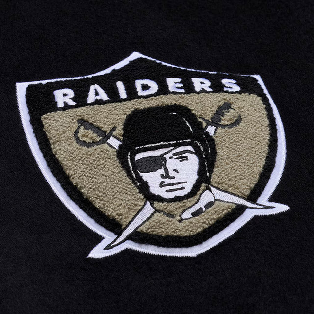 海外取寄 ミッチェル&ネス スタジアムジャケット ラスベガス レイダース NFL TEAM TRADITIONS VARSITY FULL-SNAP JACKET BLACK-TAN